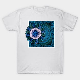 Blue zentagle flower T-Shirt